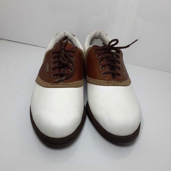 Etonic Stabilites Womens Golf Shoes Size 9 M Cleats Saddle Brown/Tan White - Picture 4 of 6